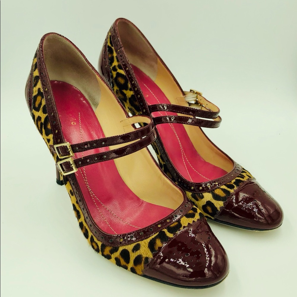 kate spade Patent Leather & Leopard Mary Janes